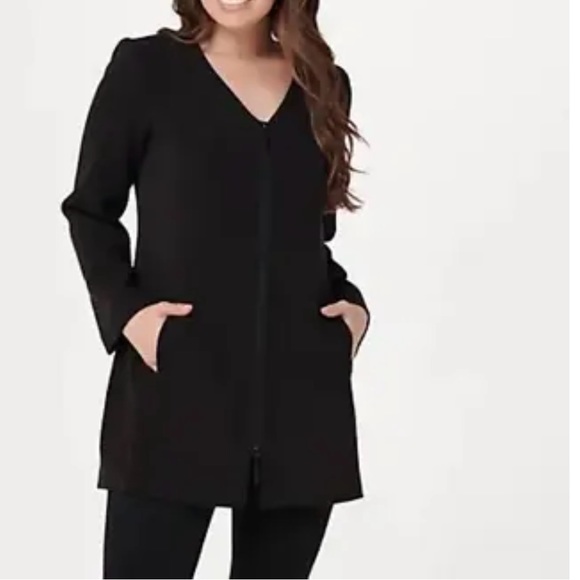 Linea by Louis Dell’Olio V-Neck Zip Front Jacket Black Regular 12 - Picture 3 of 5